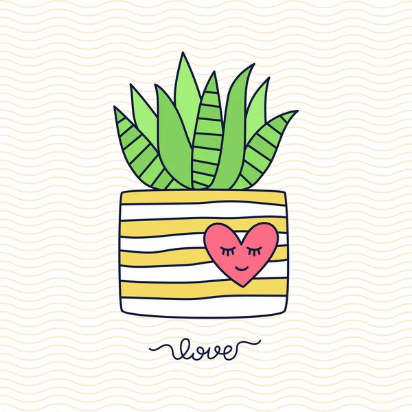 Aloe saftiga flower pot vektorillustration — Stock vektor