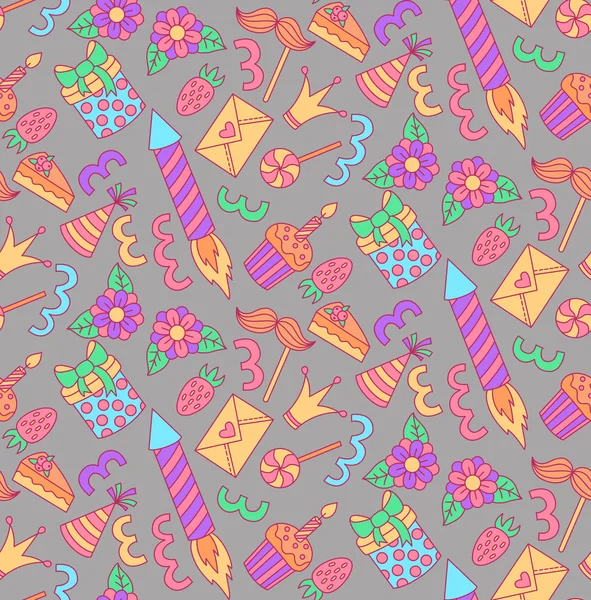 Party fest doodle ikoner sømløs vektor mønster – Stock-vektor