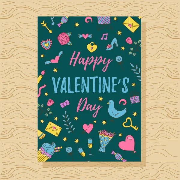 Sevgililer günü tebrik kartpostal — Stok Vektör