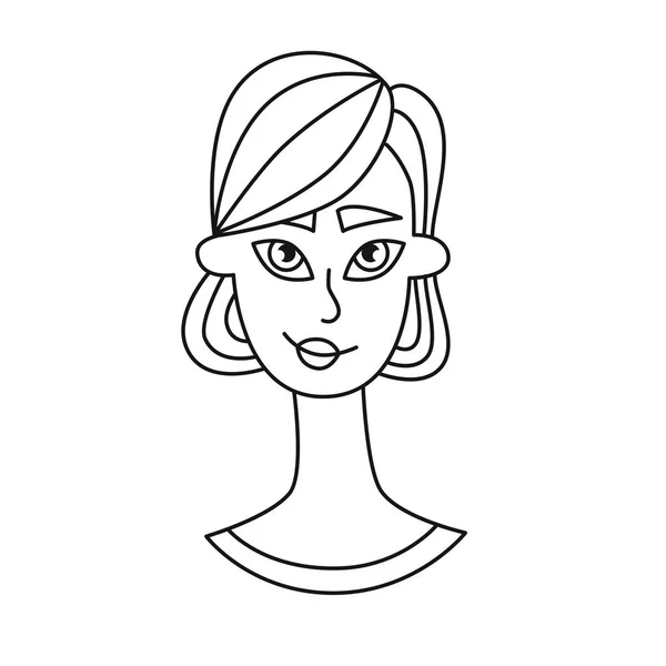 Mujer chica doodle vector retrato — Vector de stock