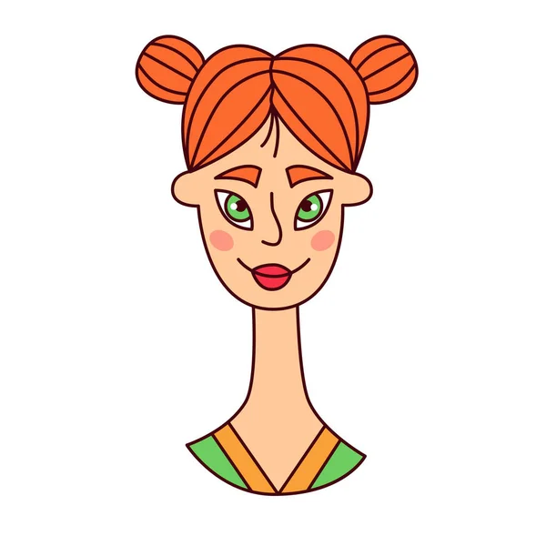 Roztomilá dívka doodle vektorový portrét — Stockový vektor
