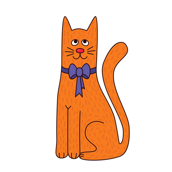 Katze mit blauer Bogenvektorabbildung — Stockvektor