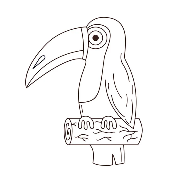 Monochromer Tukanvogel Umrissstil — Stockvektor