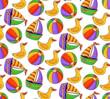 Yaz plaj renkli sevimli seamless modeli oyuncaklar