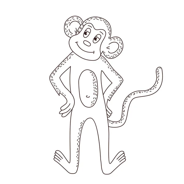 Illustration vectorielle animale de gribouillis de singe — Image vectorielle