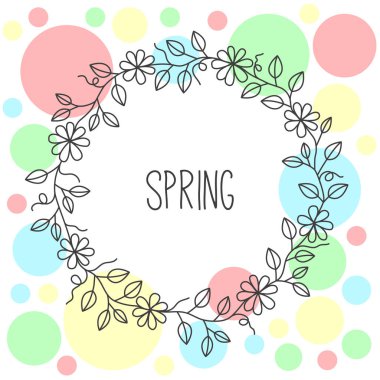 Doodle çiçek yuvarlak sınır vektör çiçek çelenk