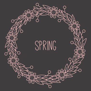 Çizgi yuvarlak sınır decoratie vektör çerçeve çiçek doodle