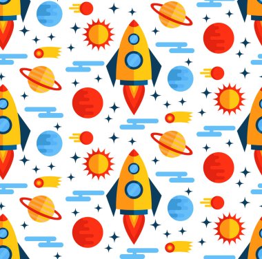 Düz uzay simgeler sorunsuz vektör desen