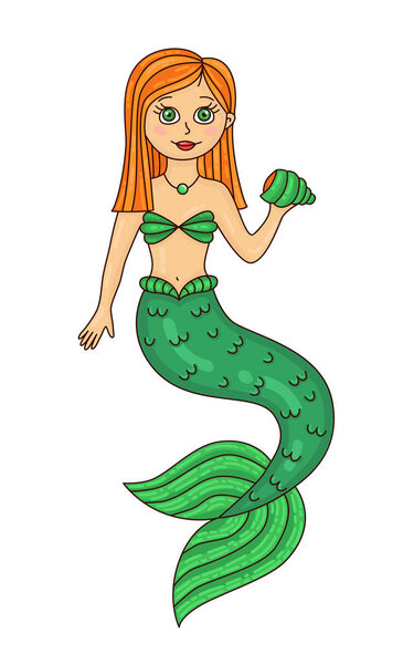 Cute little mermaid colorful vector character