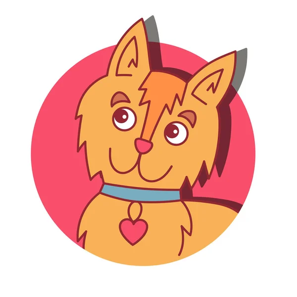 Perro cachorro mascota retrato en círculo vector ilustración — Vector de stock