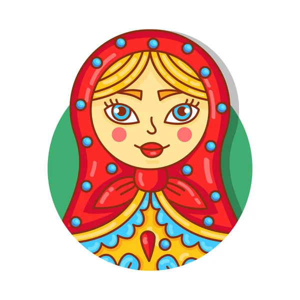 Russische pop portret in cirkel pictogram doodle vectorillustratie — Stockvector