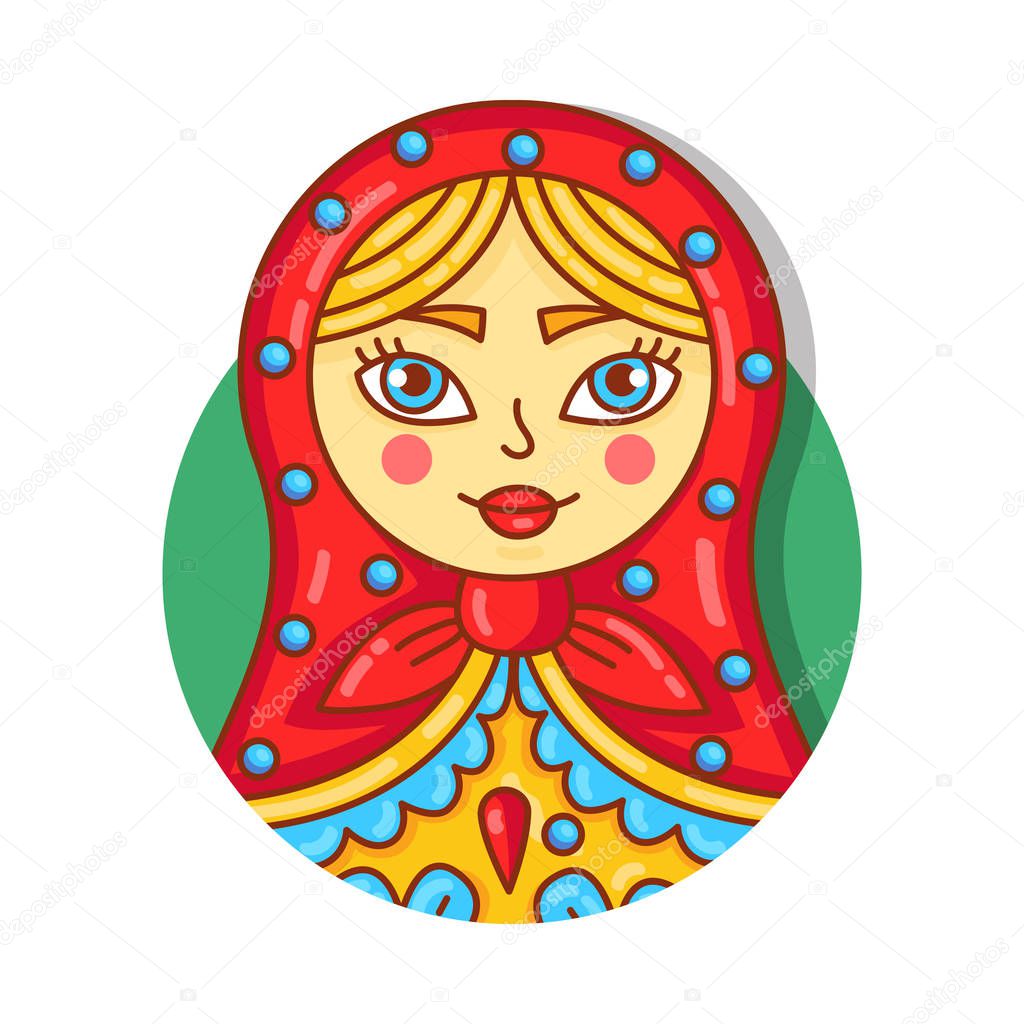 Russian doll portrait in circle icon doodle vector illustration