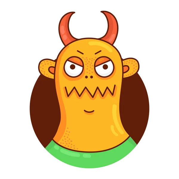 Niedliches Monster Porträt Vektor Charakter Illustration im Kreis — Stockvektor