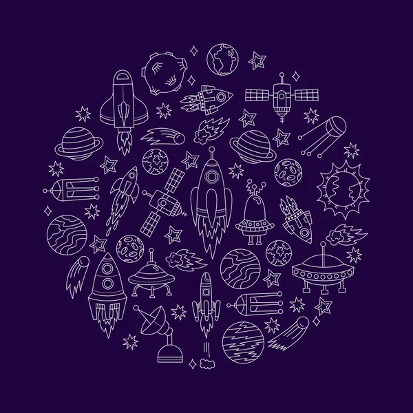 Outer space doodle icons vector set — Stock Vector