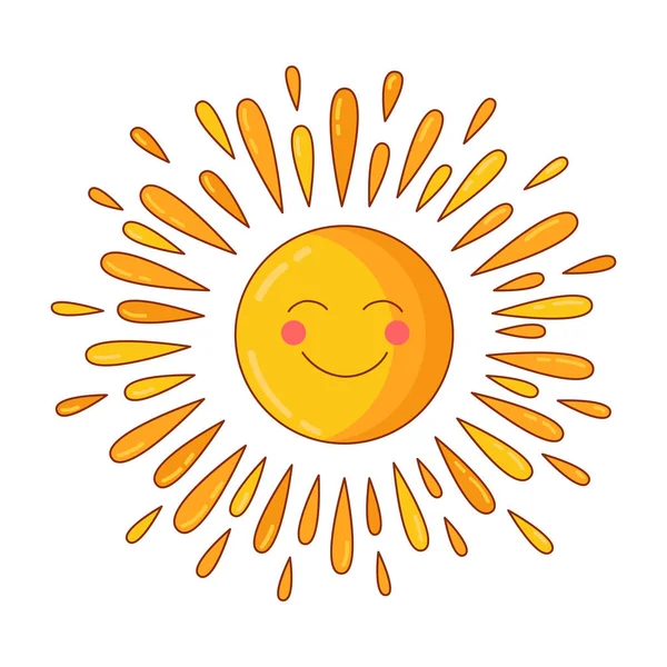 Sonriente sol colorido lindo vector ilustración — Vector de stock