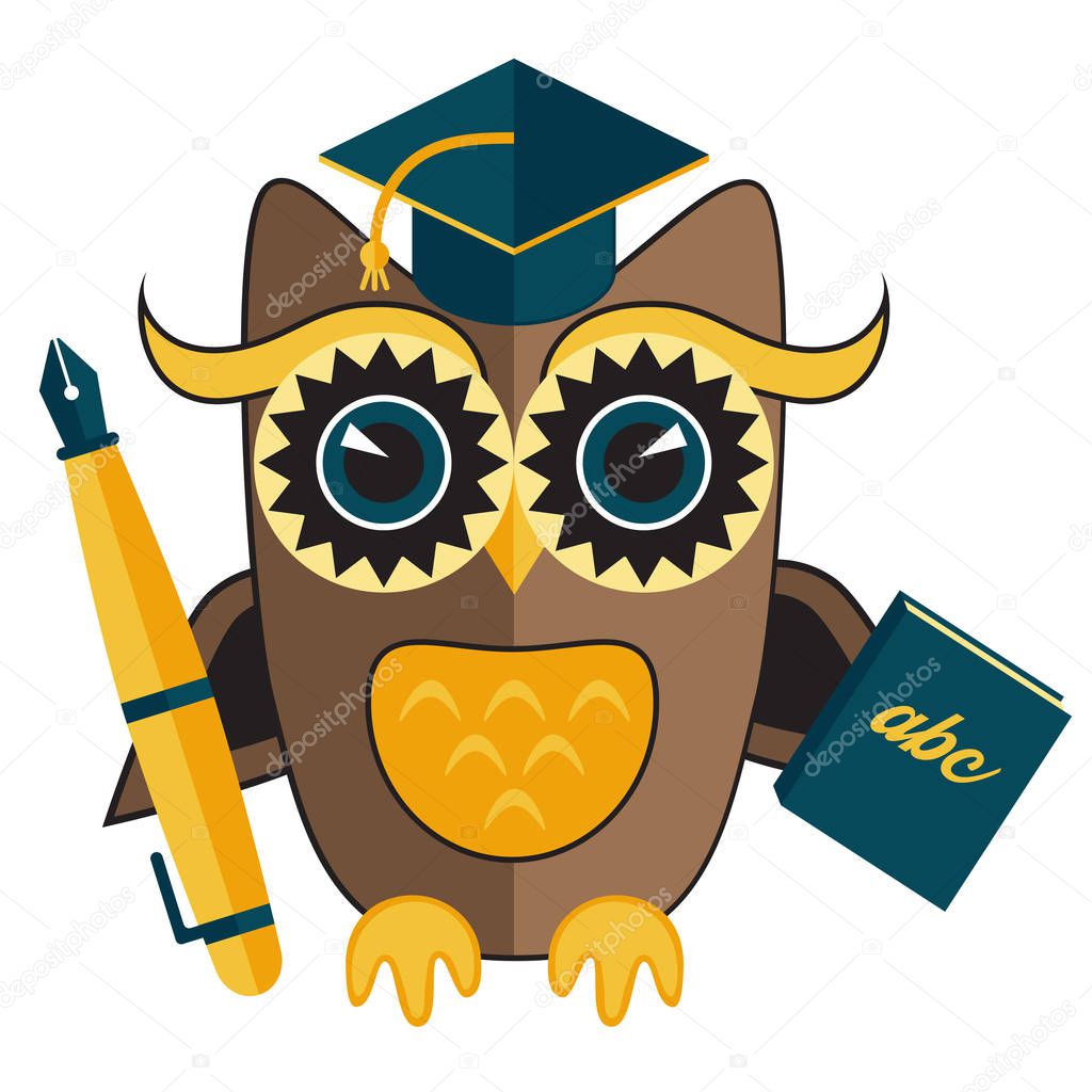 Download Owl teacher flat bird character vector illustration — Stock Vector © Olizabet #192442208