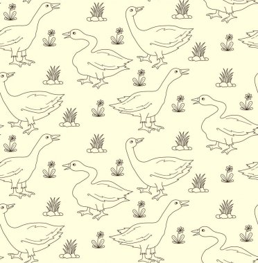 Kaz kuş doodle sorunsuz vektör desen