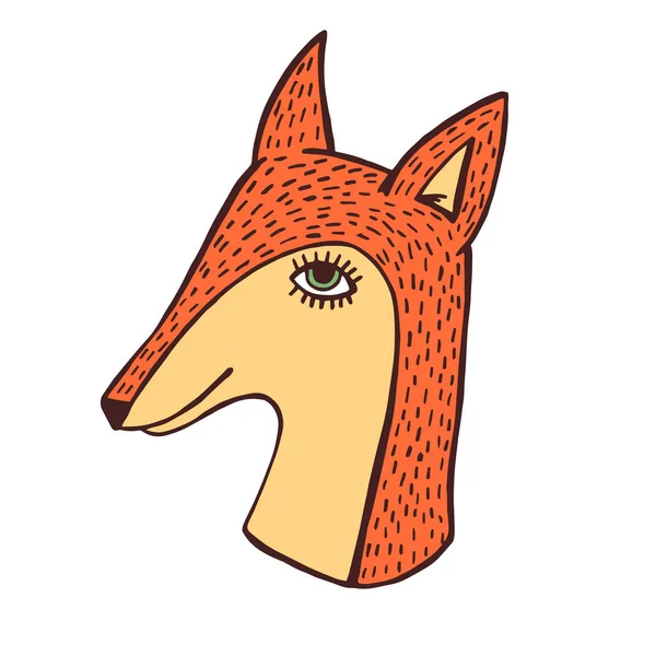 Colorido garabato sketchy zorro cabeza dibujo vector — Foto de Stock