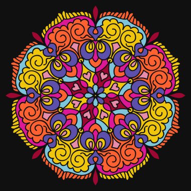 Mandala renkli süs oryantal yuvarlak vektör çizim