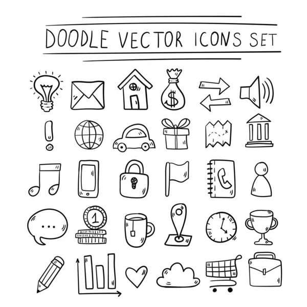 Doodle Vector Communication Simple Icons Set Royalty Free Stock Illustrations