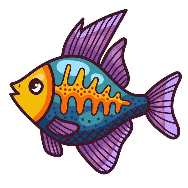 Иконка Вектора Карикатуры Аквариумных Экзотических Рыбок — стоковый вектор