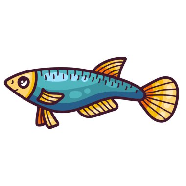 Balık renkli çizgi film vektör simgesi