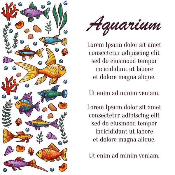 Aquarium Zee Vis Rij Ontwerp Geïsoleerde Pictogrammen Ingesteld — Stockvector