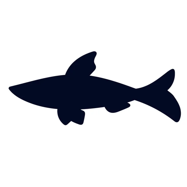 Fish Flat Silhouette Vector Icon — Stock Vector