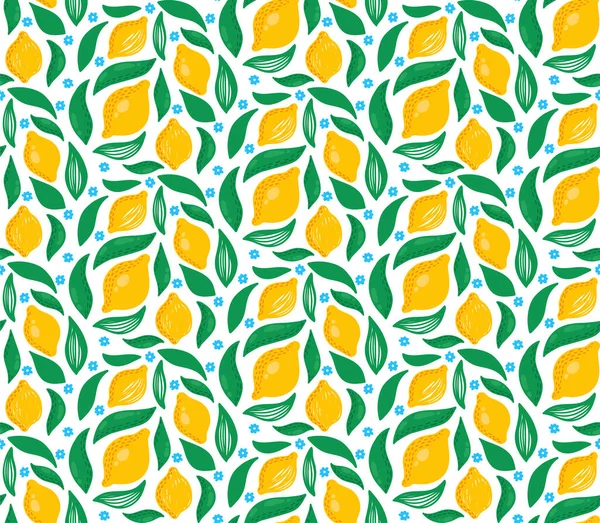 Citrons Jardin Été Motif Vectoriel Sans Couture — Image vectorielle