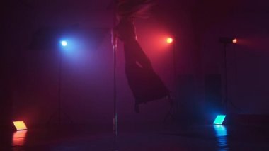 Direk dansı. Seksi vücutlu güzel bir dansçı kız. Polonyalı dans gösterisi