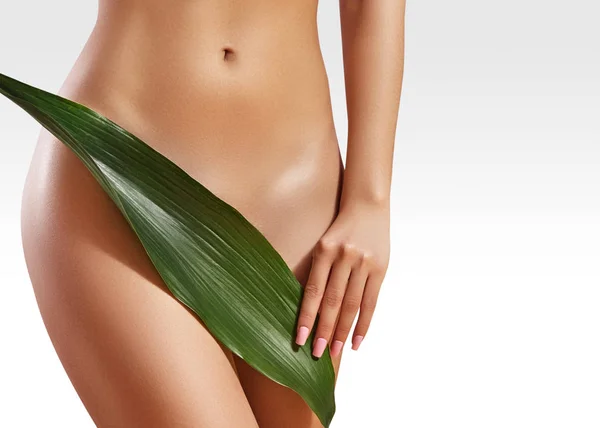 Waxing for beautiful woman. Brazilian laser hair removal bikini line an sexy body shapes. Body care and clean skin — Stock Photo, Image