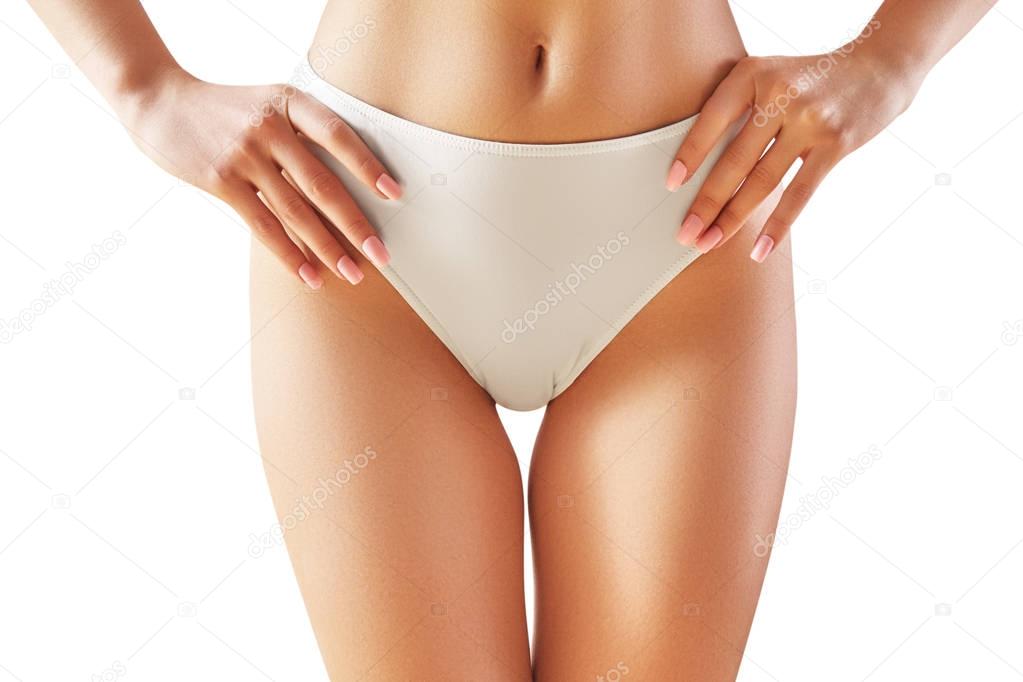 Spa, wellness. Healthy slim body. Beautiful sexy hips. Fitness or plastic surgery. Perfect buttocks without cellulite