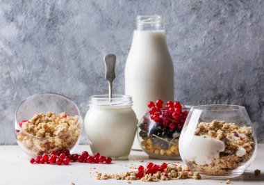 Granola kahvaltı süt ile