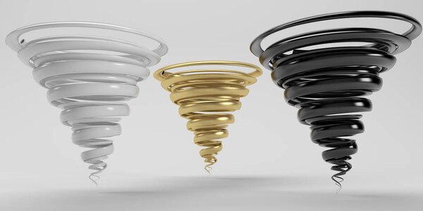 three high quality tornao inside a stage 3d rendering