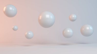 topları uçan beyaz 3D render