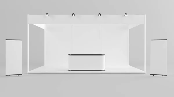 Λευκό δημιουργική εκθεσιακό περίπτερο σχεδιασμός. Περίπτερο πρότυπο. Corporat — Φωτογραφία Αρχείου