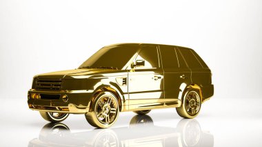 bir araba bir studio içindeki altın 3d render