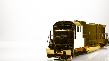 bir yük treni bir studio içindeki altın 3d render
