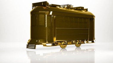 bir studio içinde bir şehir tramvay altın 3d render