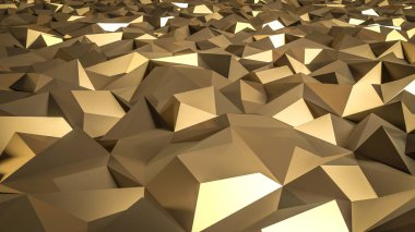 Altın yüzey soyut 3d render. Fütüristik arka plan zekâ