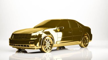 bir araba bir studio içindeki altın 3d render