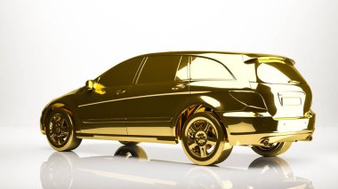 bir araba bir studio içindeki altın 3d render
