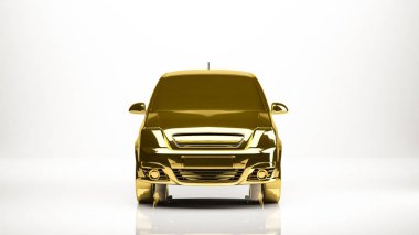 bir araba bir studio içindeki altın 3d render