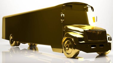 bir okul otobüsü bir studio içindeki altın 3d render