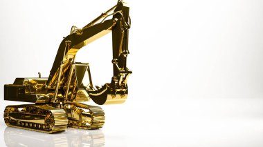 bir inşaat kazıcı bir studio içindeki altın 3d render