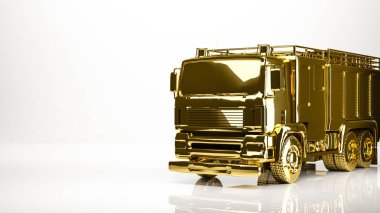 bir itfaiyeci bir studio içindeki altın 3d render