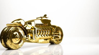 bir studio içinde futuristik bir motor altın 3d render