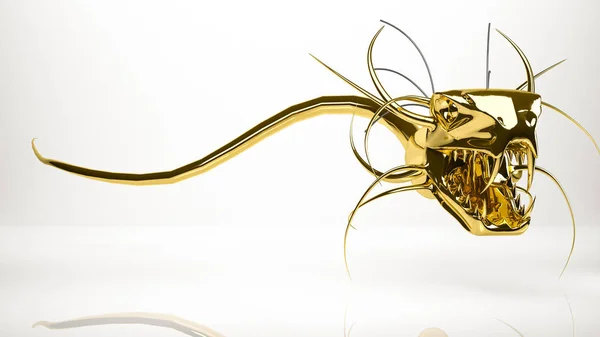 Rendu 3D doré d'un monstre dans un studio — Photo