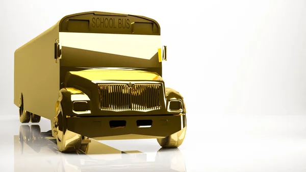 Representación 3d de oro de un autobús escolar dentro de un estudio — Foto de Stock