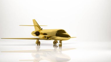 bir uçak bir studio içindeki altın 3d render